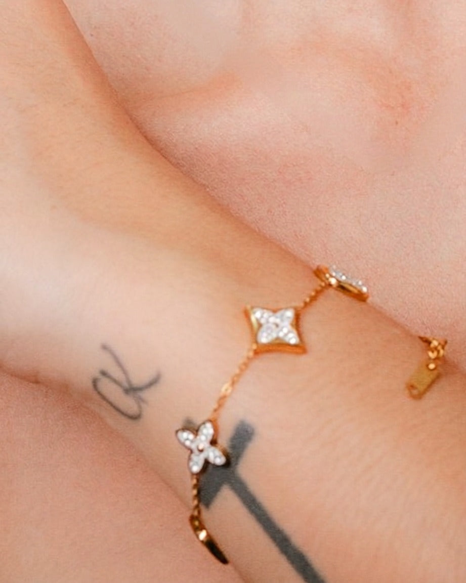 Pulsera LV Trébol Piedras